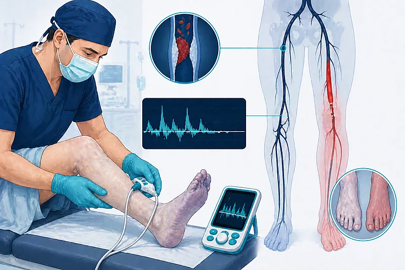 Clinical approach to acute limb ischemia showing Rutherford classification, revascularization pathways, and reperfusion care