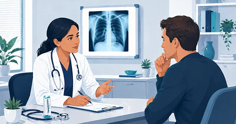 Primary care pathway for chronic cough evaluation showing the UACS asthma GERD triad and red-flag referral triggers