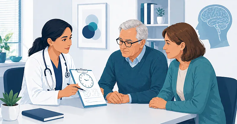 Practical workflow for dementia screening in primary care showing cognitive tool selection, reversible cause workup, and referral to memory clinic