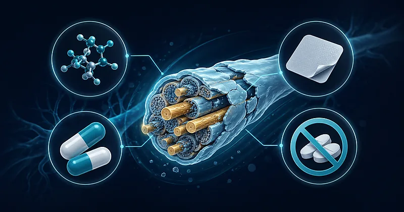 Diabetic peripheral neuropathy treatment comparison showing duloxetine, gabapentinoids, topical therapy, and opioid evidence overview