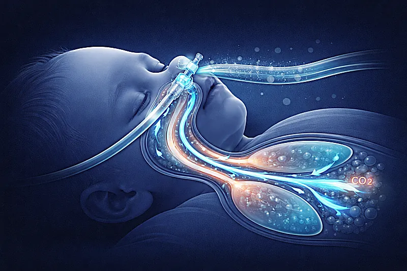 High-flow nasal cannula in pediatric respiratory distress showing infant receiving HFNC therapy