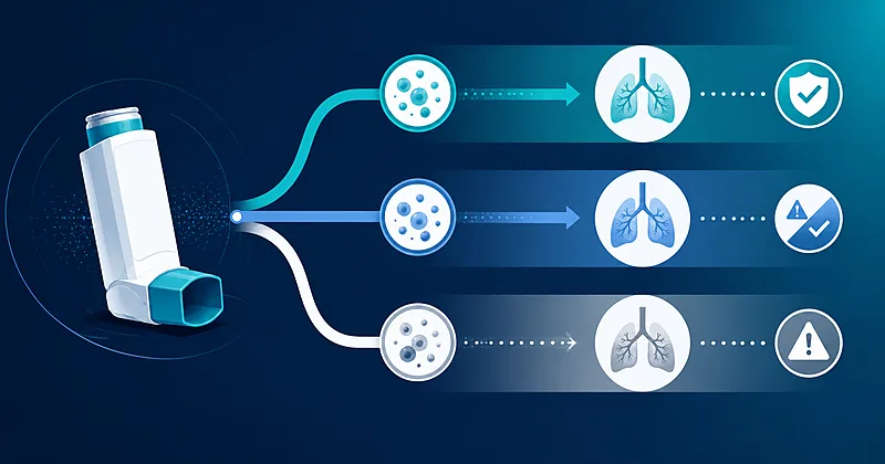ICS withdrawal COPD decision pathway showing eosinophil threshold subgroups and exacerbation risk stratification for triple therapy de-escalation