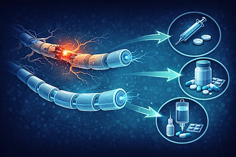 Multiple sclerosis disease-modifying therapy selection pathway showing DMT categories and treatment strategy for relapsing and progressive MS