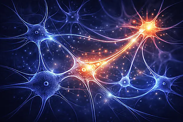 Conceptual illustration of orexin agonist restoring neural signaling in narcolepsy type 1