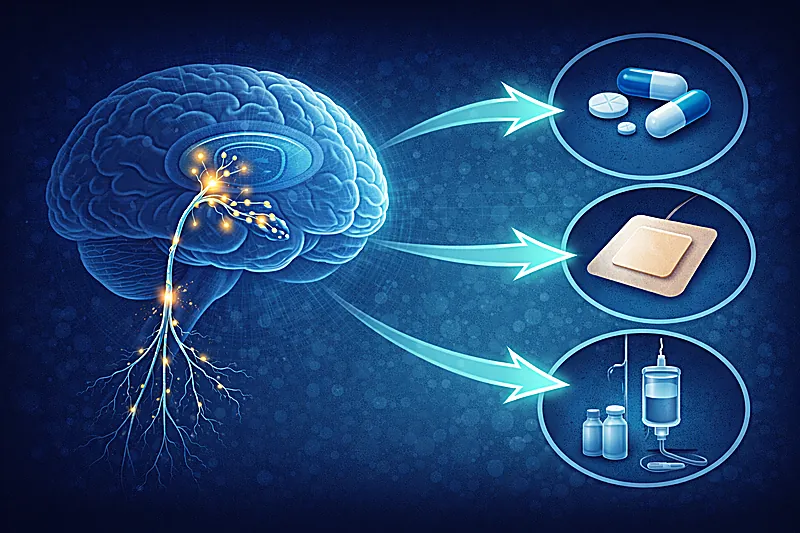 Parkinson disease management pathway showing dopaminergic therapy selection motor fluctuations treatment and advanced therapy options