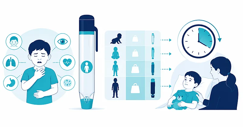 Pediatric pneumonia antibiotics decision pathway showing amoxicillin first-line selection, 5-day duration, and admission criteria for children