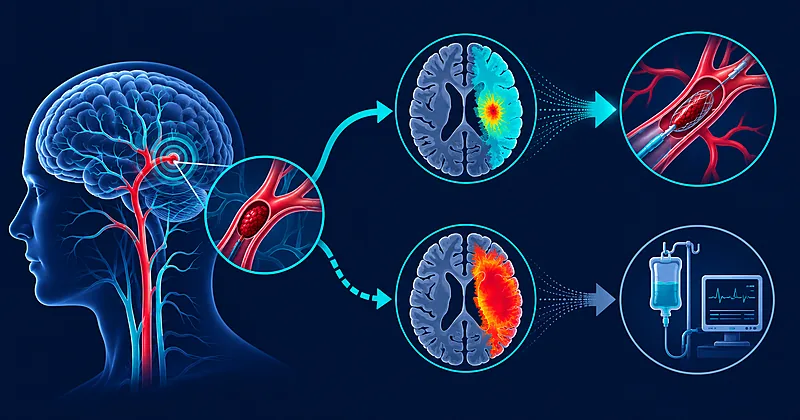 Stroke thrombectomy selection pathway contrasting late-window mismatch and large-core imaging criteria