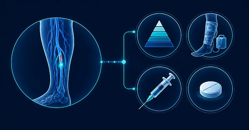 Surgical VTE prophylaxis decision pathway with Caprini risk stratification and mechanical and pharmacologic options across operative settings