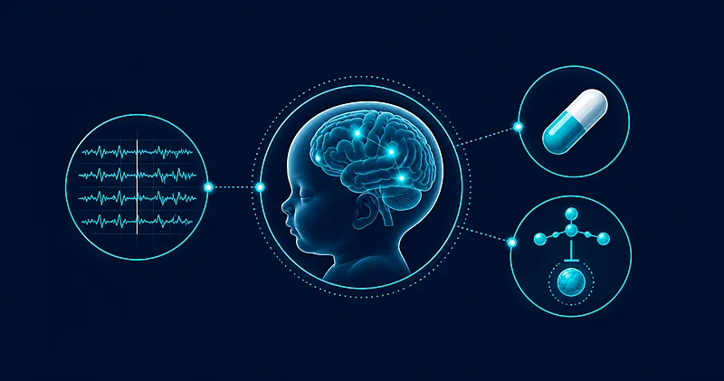 Infographic comparing tuberous sclerosis complex treatment approaches: EEG surveillance, preemptive vigabatrin, and mTOR inhibitors